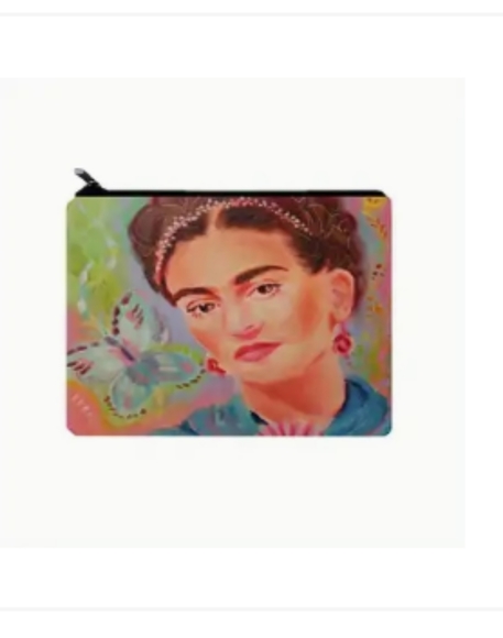 NEW Frida Kahlo Butterfly Canvas Zipper Pouch - Picture 7 of 8